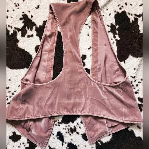 "FREE PEOPLE" WOMEN'S CRUSHED VELVET VEST - SOFT LAVENDER - Picture 3 of 4